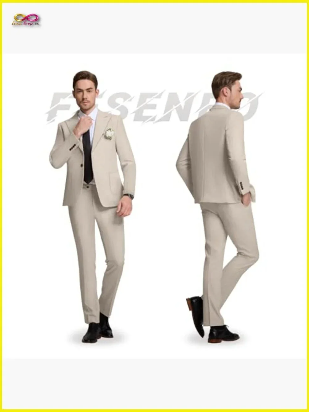 Slim Fit Linen Suit Set Peak Lapel Blazer Pants Formal Casual Wedding Prom